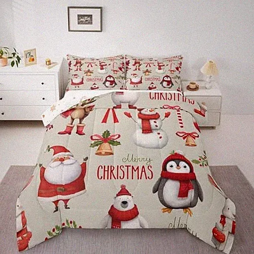 Merry Christmas Comforter Set, Kids Santa Claus Bedding Set Twin Multi 02