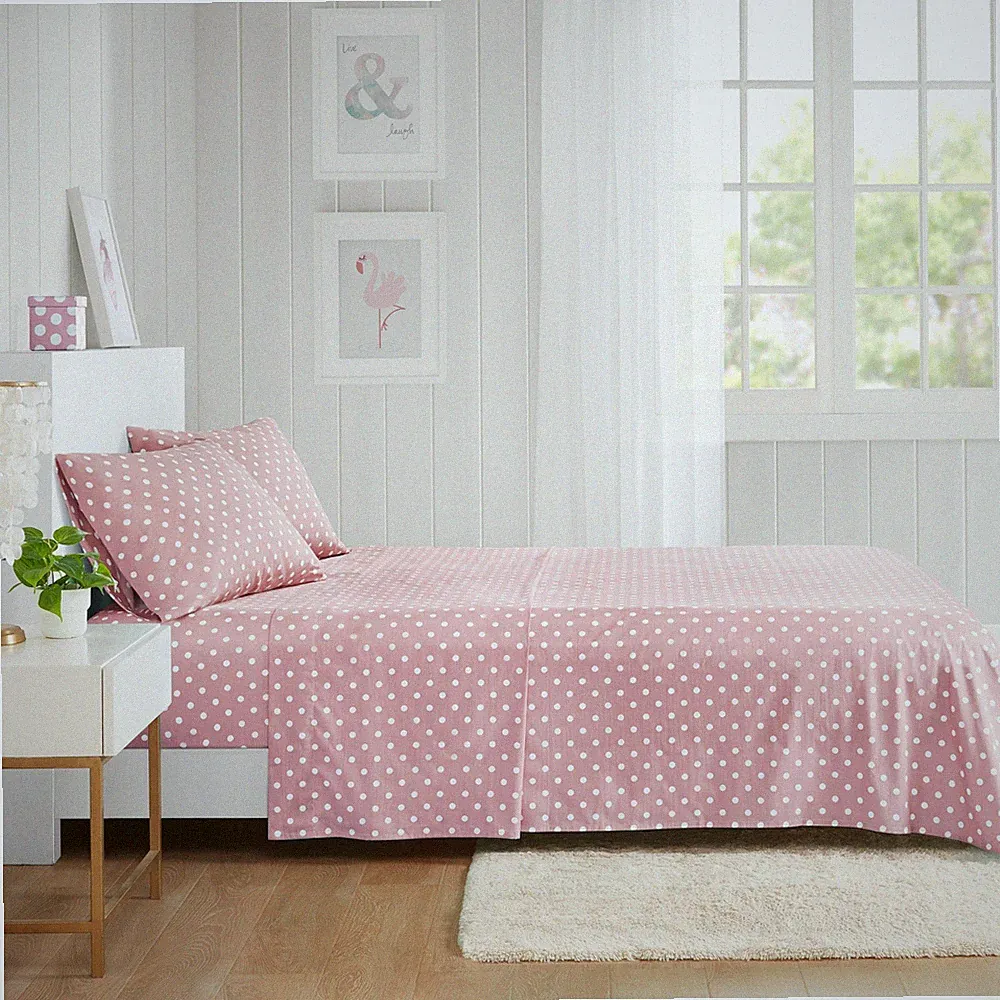 Mi Zone Polka Dot Printed 100% Cotton Deep Pocket Sheet Set