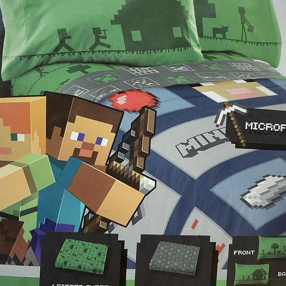Minecraft Sheet Set 4 Piece Microfiber Mojang Video Game Full Size Bedroom New