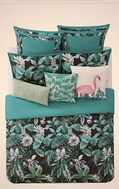 NIP Christian Siriano New York Tropicalila Black Multi Full/Queen Comforter Set