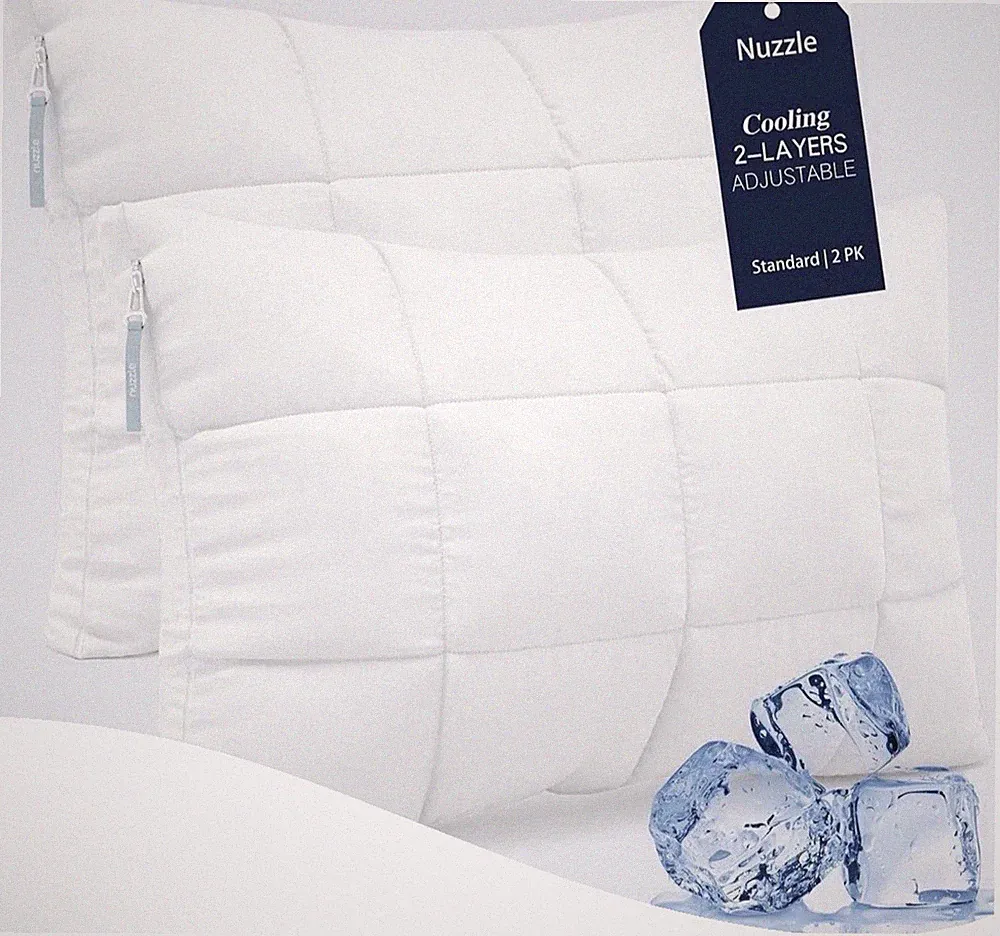 Nuzzle Cooling Adjustable Pillow for Side Standard SIze (Set of 2), White