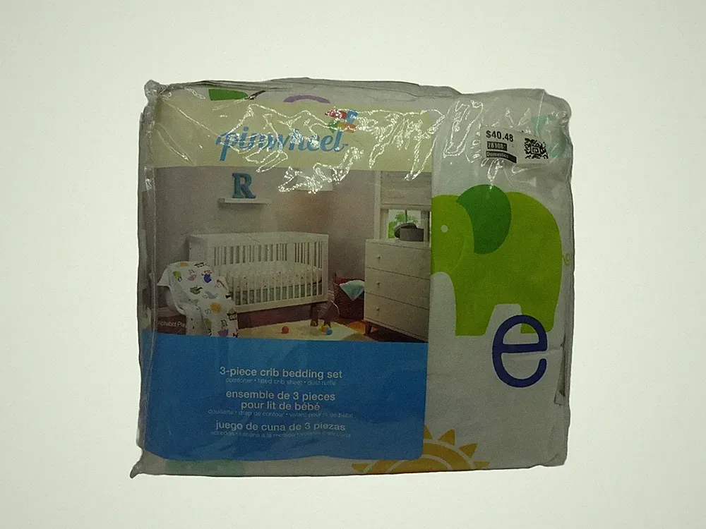 Pinwheel Alphabet Letters Play 3 piece Crib Bedding Set For Nursery (ATT)