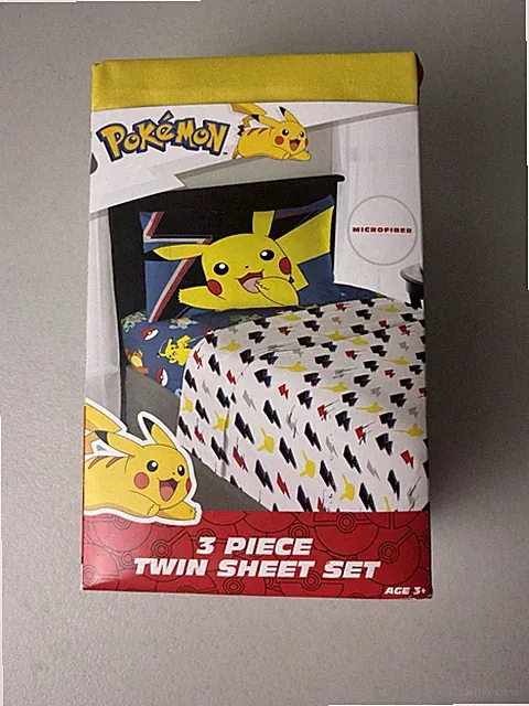 Pokemon 3 Piece Lighting Bolt Twin Sheet Set