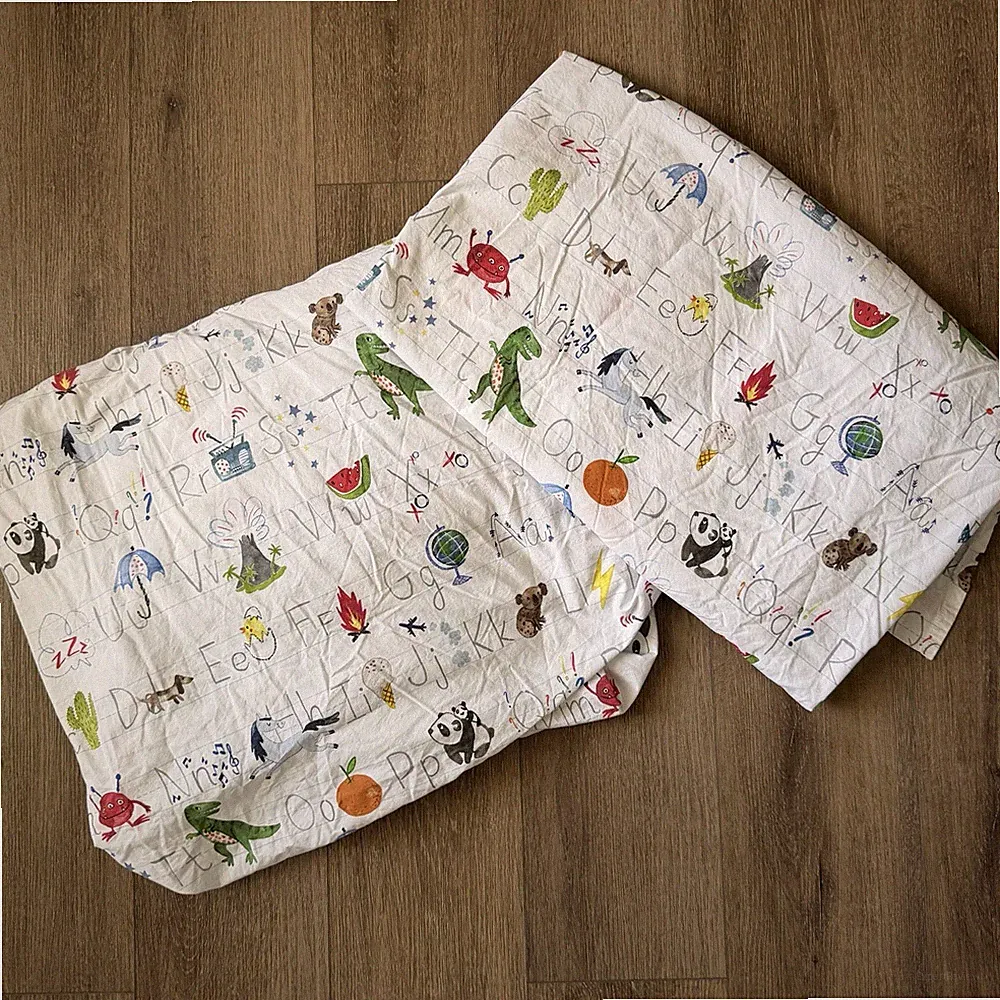 Pottery Barn Kids Alphabet Soup Sheet Set Full Size Fitted Flat ABCs