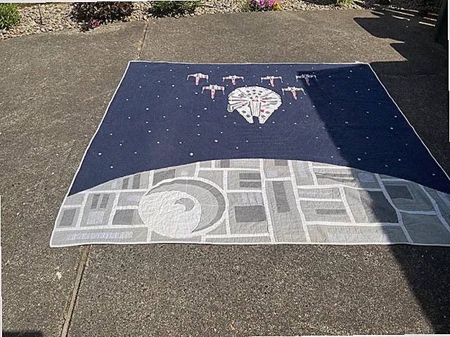 Pottery Barn Kids STAR WARS MILLENNIUM FALCON Full Quilt+Std Sham+Sheet Set HTF