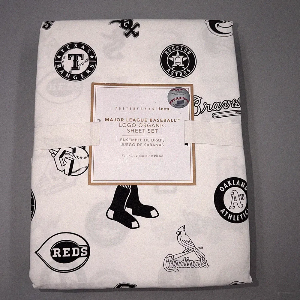 Pottery Barn Teen - MLB Major League, Baseball Logo, Organic Sheet Set- Full