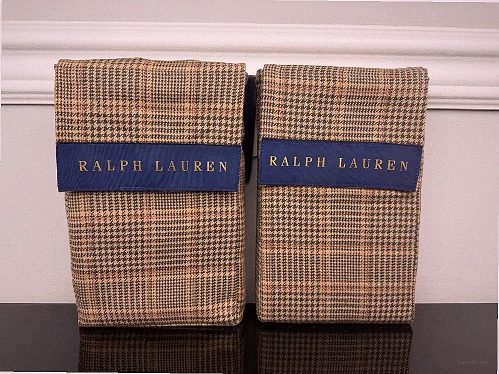 Ralph Lauren Brooks Brown Glen Plaid Houndstooth Standard Pillow Shams 2 Pc Set