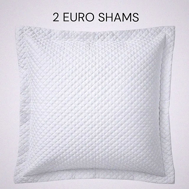 Ralph Lauren Home Argyle Sateen Quilted EURO Sham Set STUDIO WHITE $370