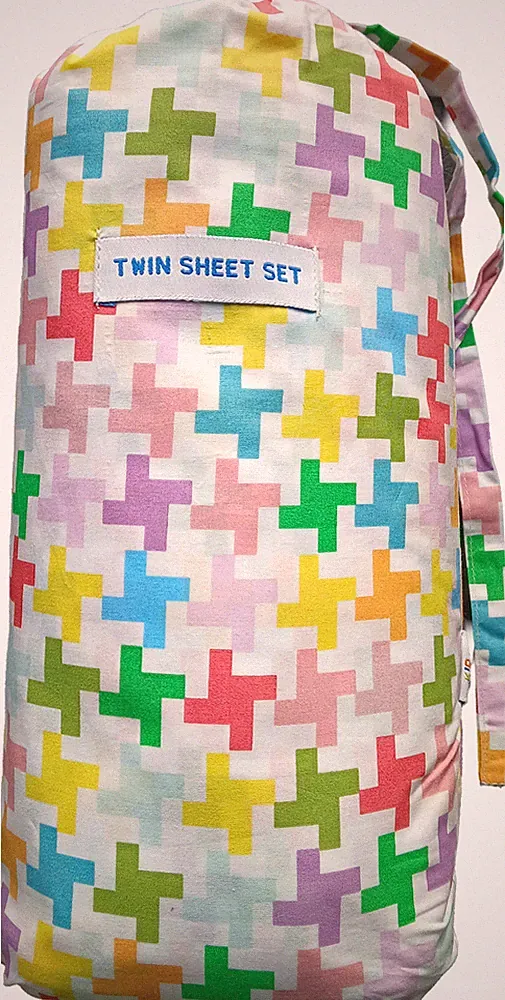 Rare Discontinued Rainbow Houndstooth Sheet Set - Kid Made Modern - Twin Size