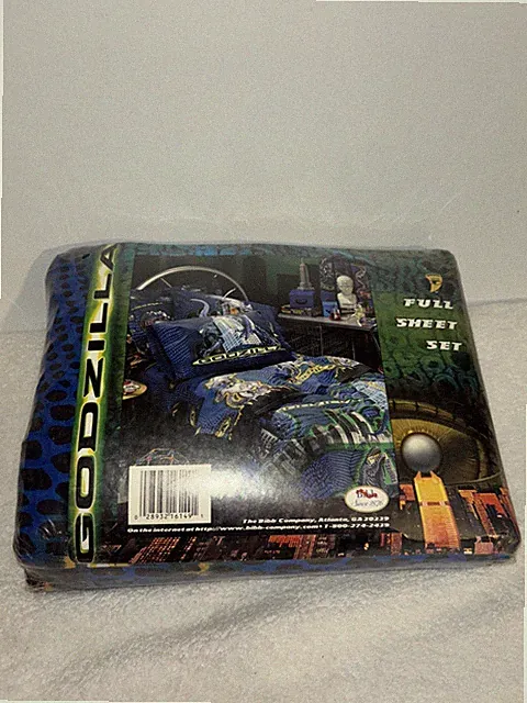 Rare!! Godzilla Movie Bedsheet Full Sheet Set Vintage 90's Bibb Co.