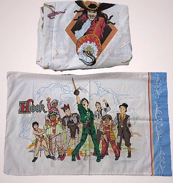 RARE Vtg 1991 HOOK Movie SHEET SET! Robin Williams Peter Pan Lost Boys CAPT Cool