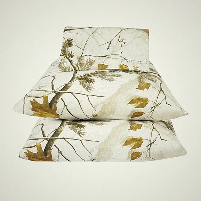 Realtree Snow Camo Sheets Set, White Camouflage Bedding