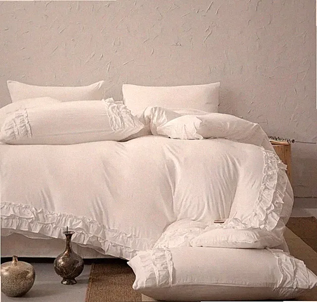 Ruffle Pattren Tailor Made 360TC Cotton 1Duvet cover+2 Matching Pillows@3Pcs Set