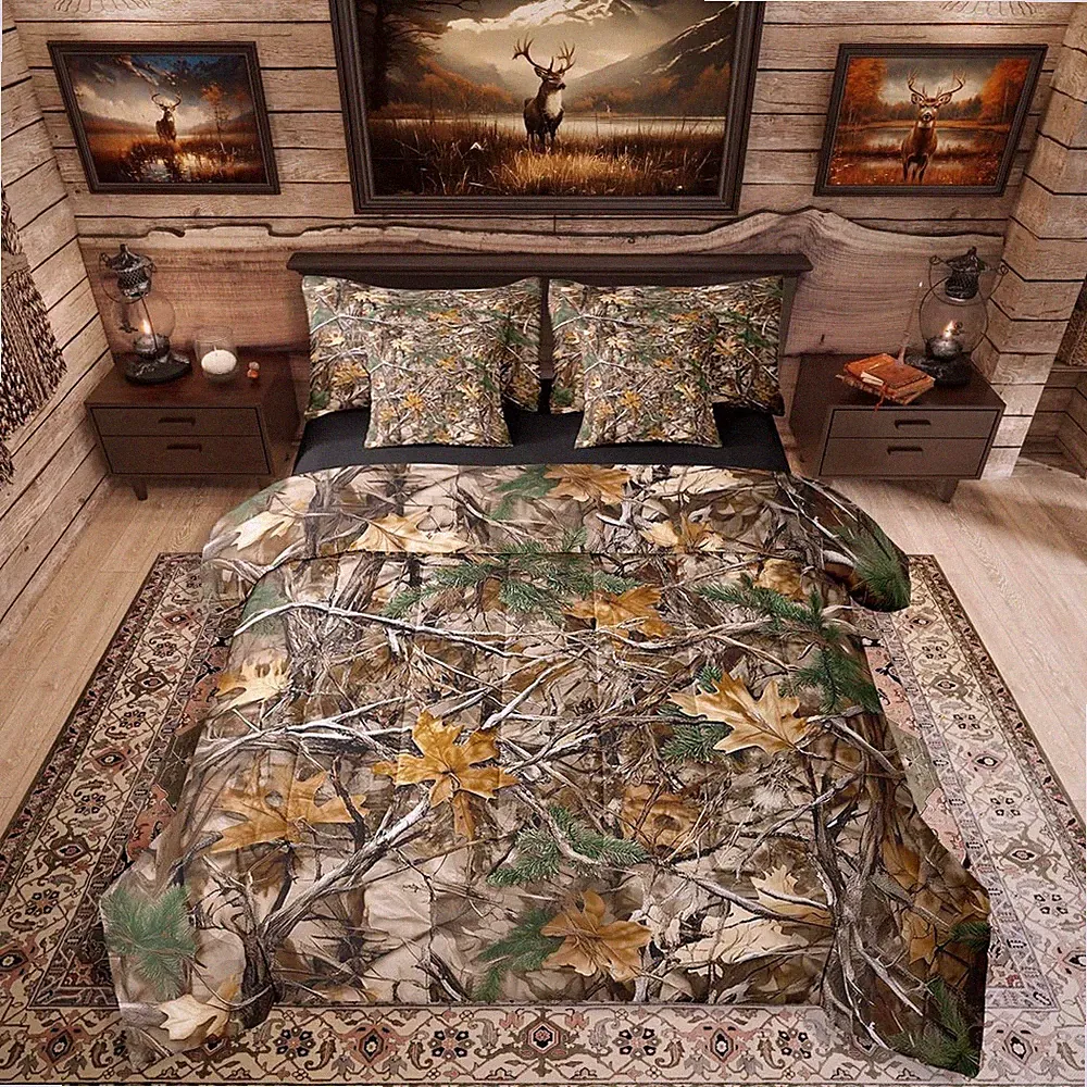 Rustic Camo 7-Piece Full Bed Set, All-Season Breathable Bedding