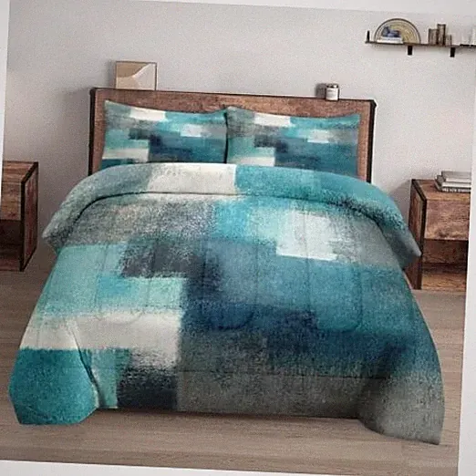 Size Comforter Set with 2 Pillowcases, Painting Contemporary Teal Full Multi 1