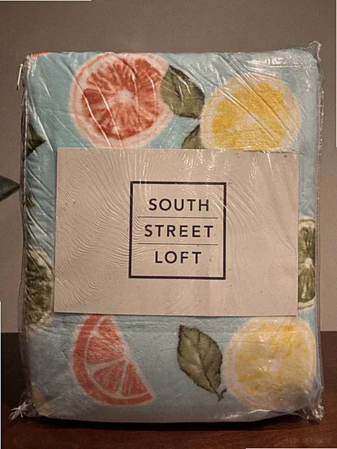 South Street Loft King 7 Piece Set Plush Blanket Citrus Fruit Themed ~ Brand New