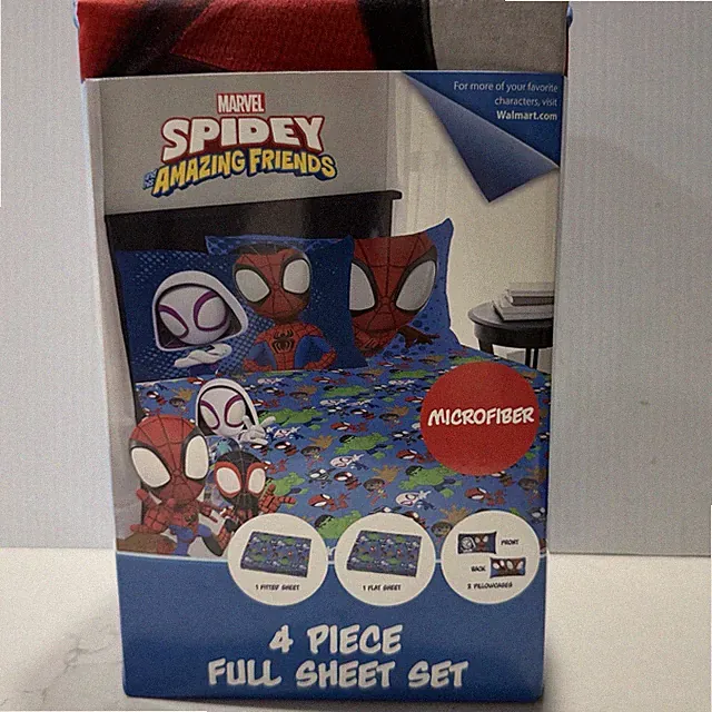 Spider-Man Spidey and His Amazing Friends 4-Piece Blue Marvel Bedding Sets, Full