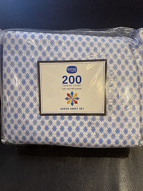 Springs Home Argyle200 Blue Queen Set NEW