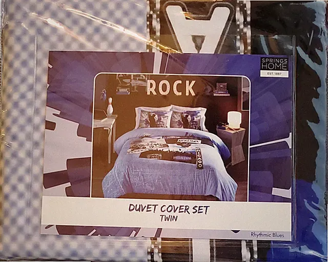 Springs Home Rhythmic Blues Twin Duvet Cover Set Rock & Roll Retail $70