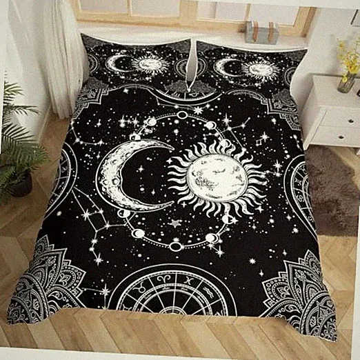 Sun and Moon Bedding Set Constellation Galaxy Comforter Set Queen Multi 1055