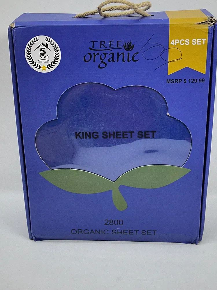 Tree Organic 2800 4 Piece King Sheet Set - Blue