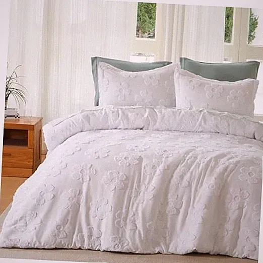Tufted Comforter Set, 3 Pieces White Boho Bedding Set with 1 Queen 10 - White