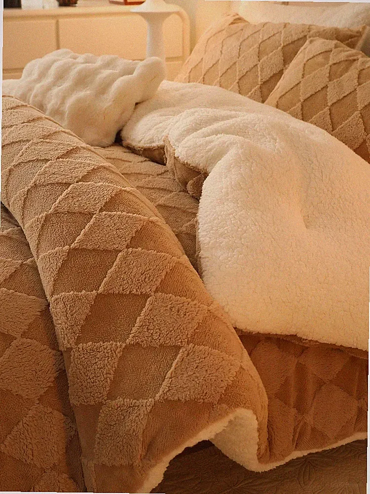 Tufted Fleece Comforter Set King - Super Soft Warm Fluffy Shaggy Bedding Sets...