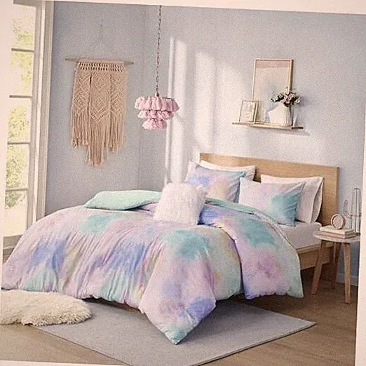 Twin Watercolor Twin Bedding Sets, Tie Dye for Twin/Twin XL Aqua Comforter Set