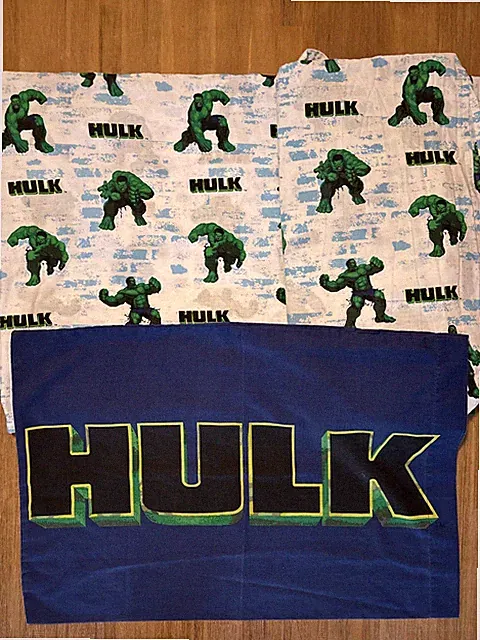 VTG Hulk Movie 2003 Universal Studios Twin Bed Sheet Set & Pillow Case Marvel