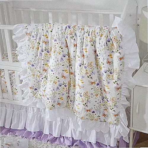Wildflower Butterfly Crib Bedding Sets for Girls Nursery Set 3 3-piece Purple