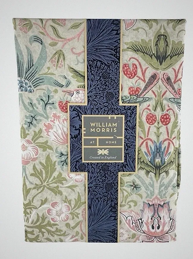 WILLIAM MORRIS Strawberry Thief Summer White Floral 3PC KING Duvet Cover Set NWT
